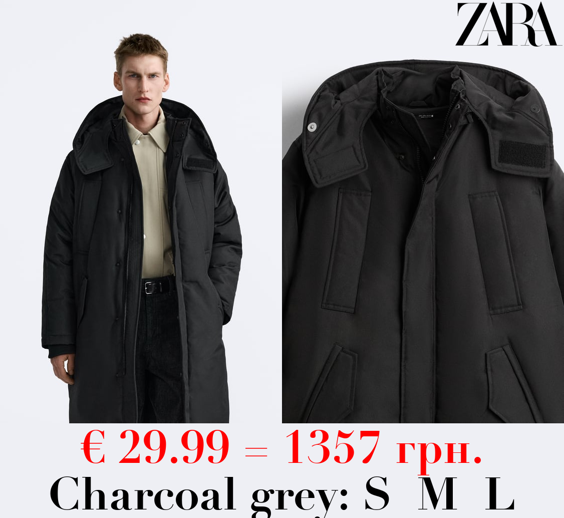 QUILTED PARKA WITH A DETACHABLE HOOD