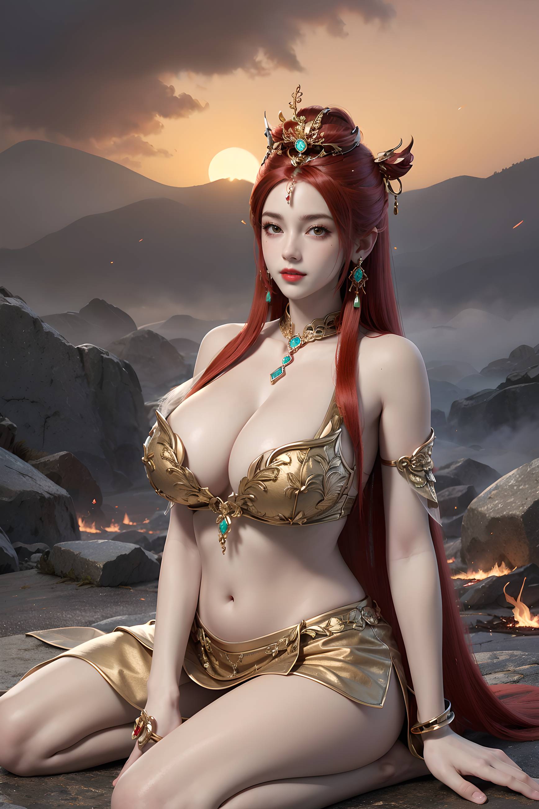图片[103]-完美世界-曼珠沙华 户外红色礼服-六色网