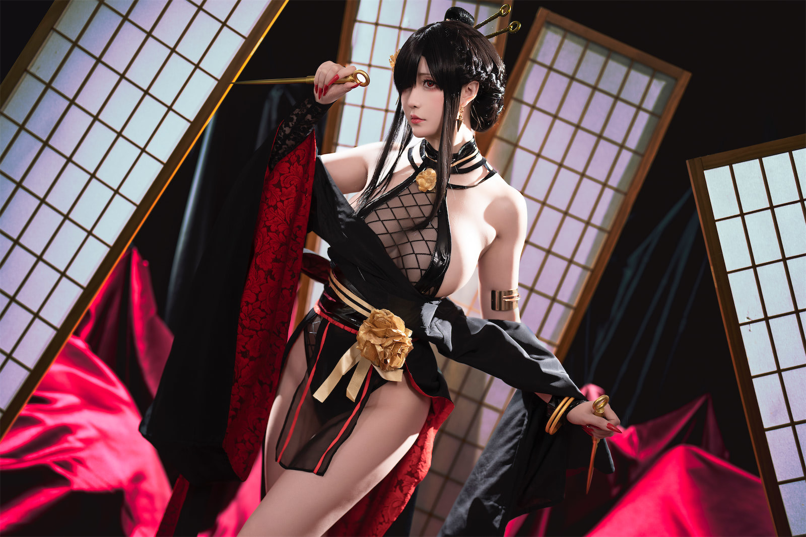 Cosplay 星之迟迟Hoshilily 圣诞节 约尔 同人和风战斗服 8