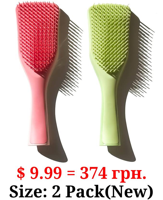 WYNK Hair Brush Detangler for Adults & Kids，Detangling Comb Hair Styling Tools & Appliances for Natural/Wavy/Curly/Coily/Wet/Dry/Oil/Thick/Straight/Long Hair (2 Pack, Tender Green&Pink)