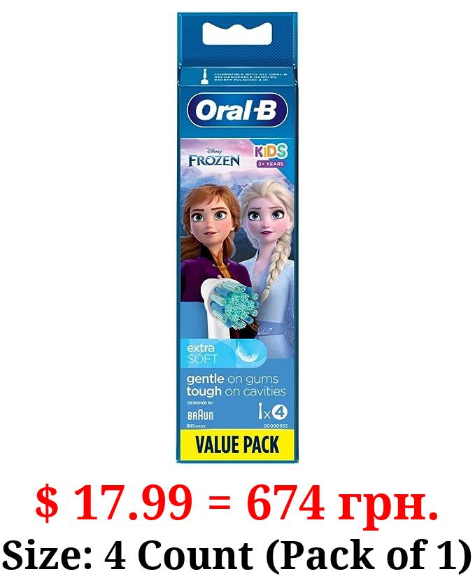 Oral-B Kids Electric Toothbrush Head, with Frozen 2 Characters, Extra Soft Round Bristles, for Ages 3+, Pack of 4 Toothbrush Heads, White