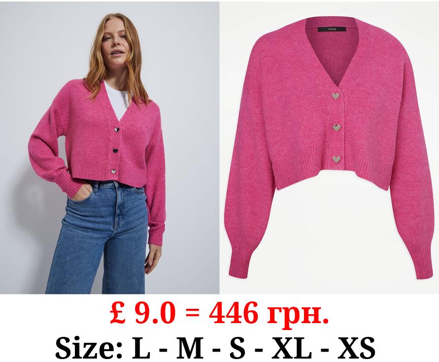 Pink Cropped Cardigan