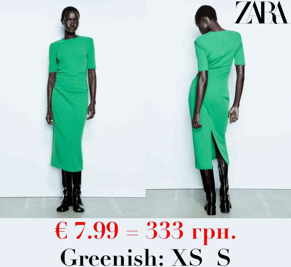 DRAPED DRESS WITH SHOULDER PADS