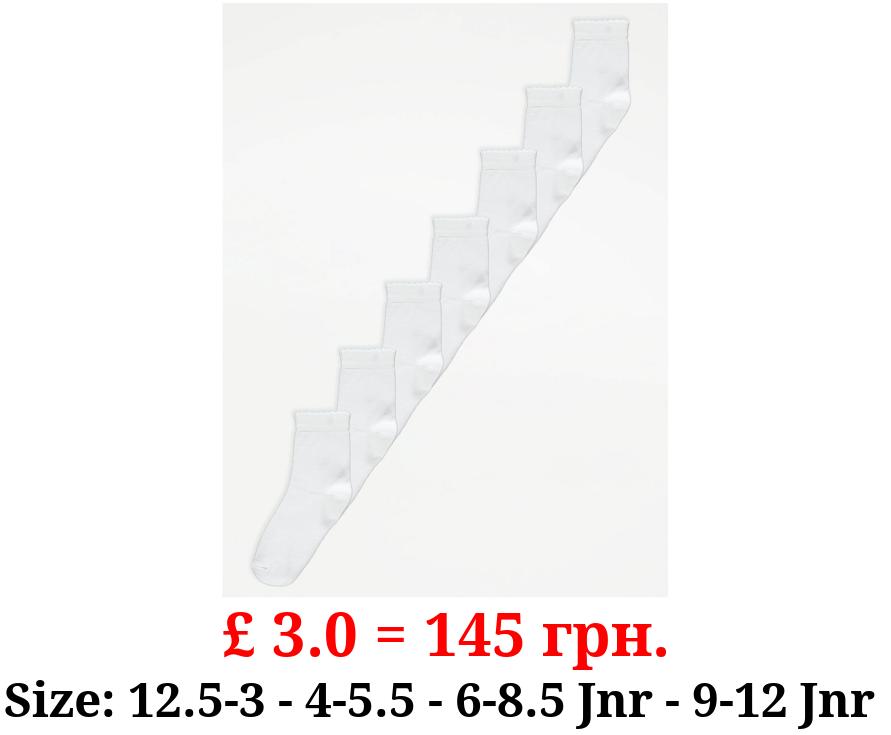 White Picot Trim Ankle Socks 7 Pack