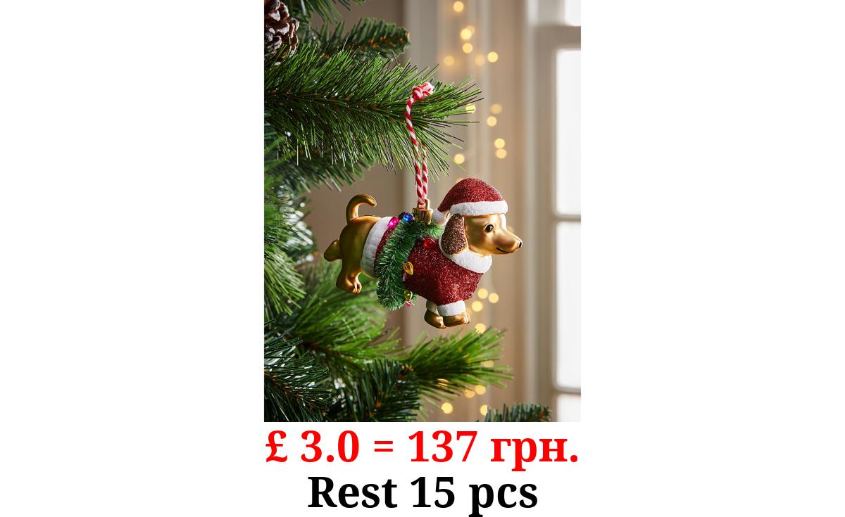 Sparkly Santa Dog Bauble