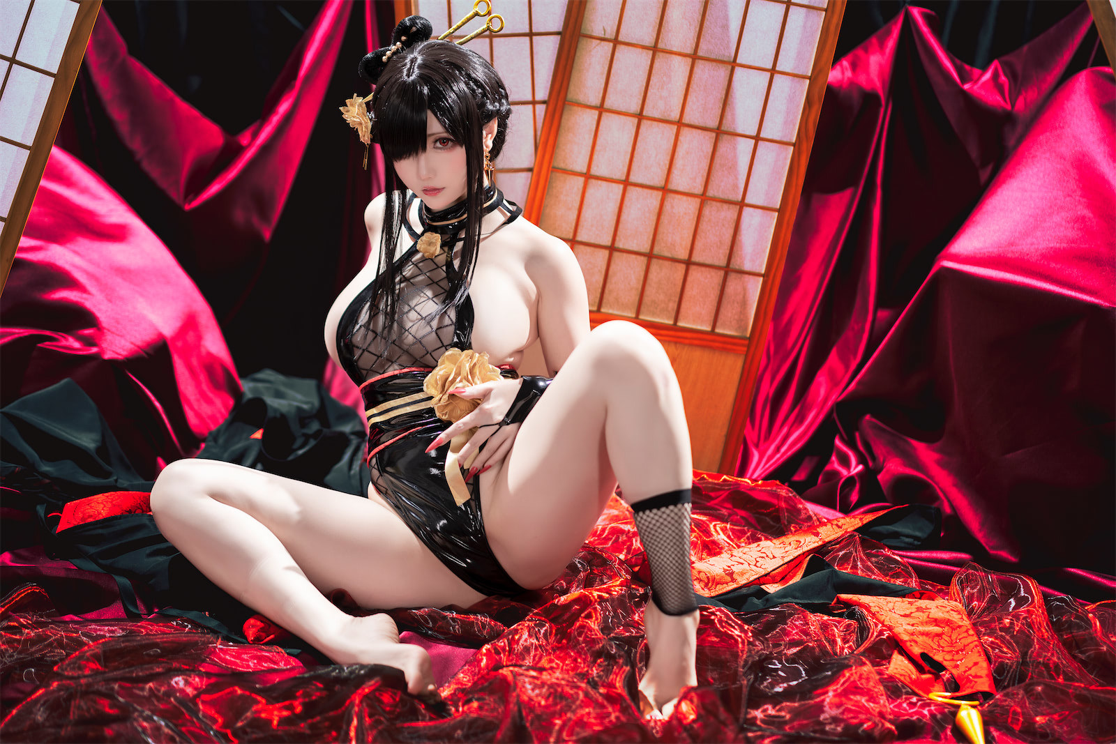 Cosplay 星之迟迟Hoshilily 圣诞节 约尔 同人和风战斗服 53