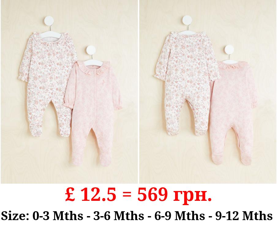 Billie Faiers Pink Floral Print Sleepsuits 2 Pack