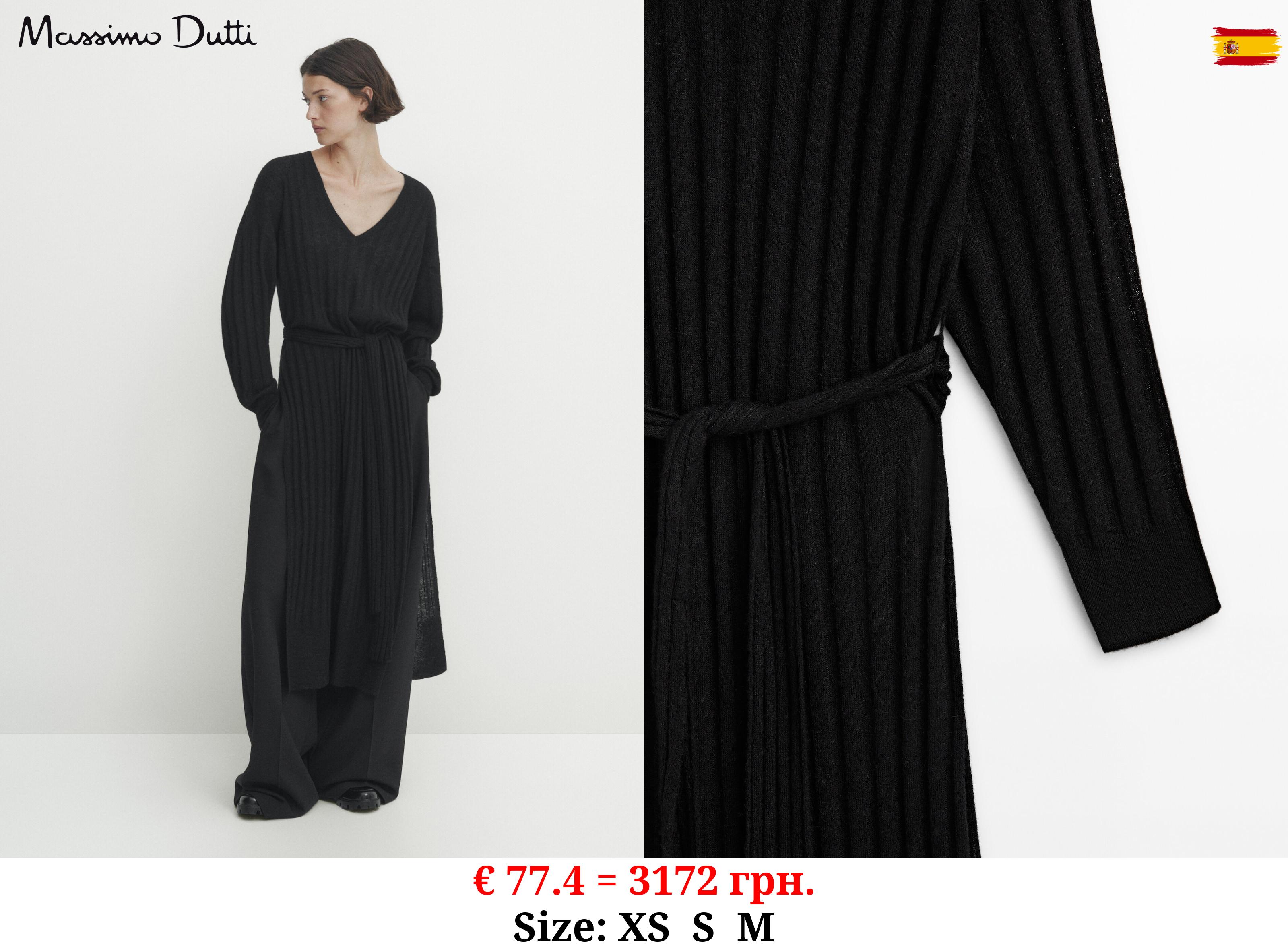 Long ribbed knit sweater with slits BLACK