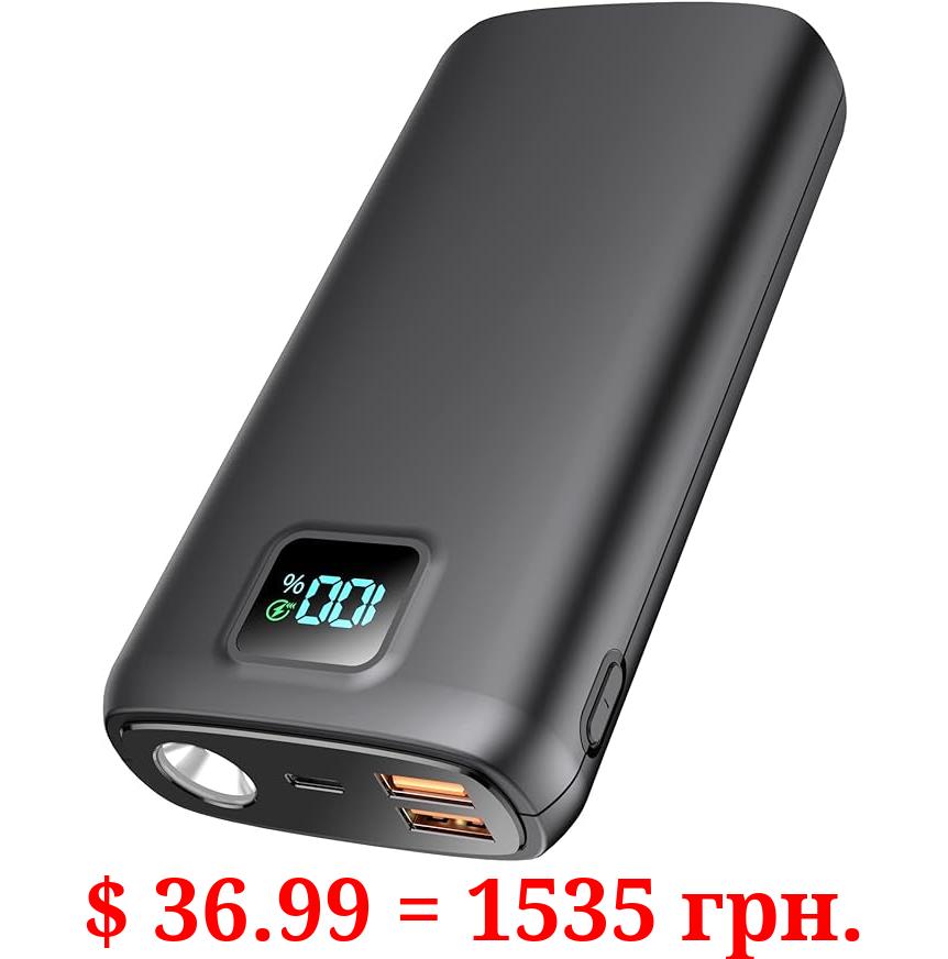 Portable-Charger-Power-Bank - 40000mAh Power Bank PD 30W and QC 4.0 Quick Charging Built-in Bright flashlight LED Display 2 USB 1Type-C Output for Most Electronic Devices on The Market(Carbon Black)