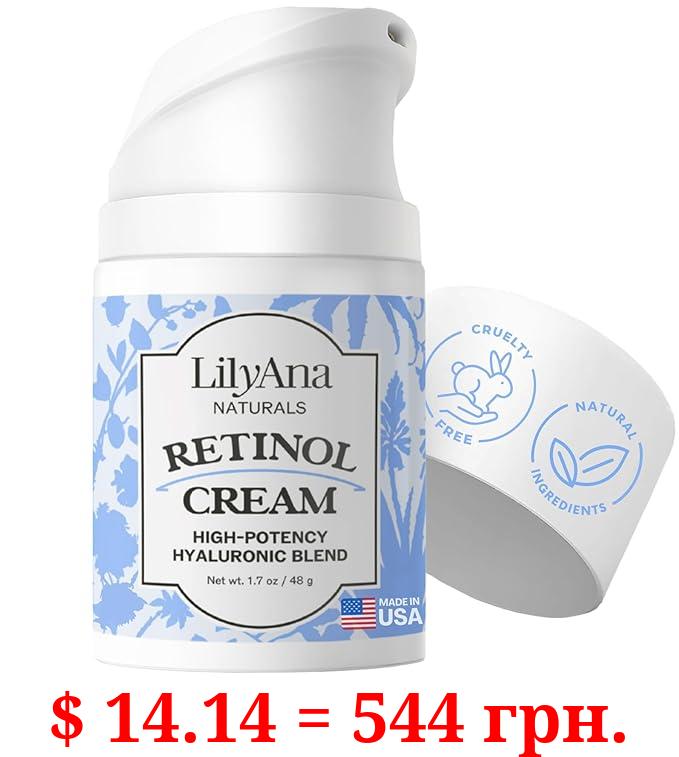 LilyAna Naturals Retinol Cream - Made in USA, Anti Aging Moisturizer for Face and Neck,Wrinkle, Retinol Complex - 1.7oz