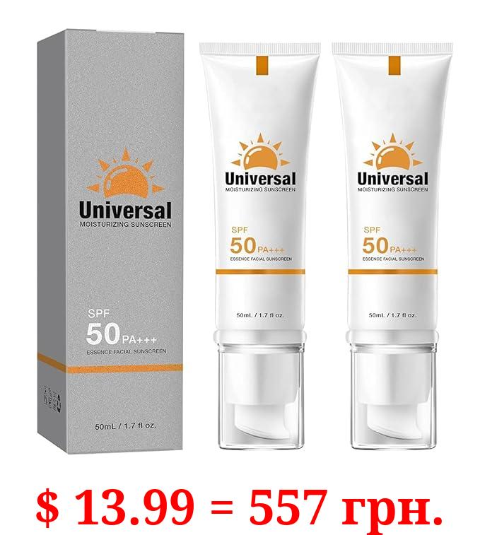 Tinted Sunscreen For Face, Universal Sunscreen SPF 50, Protector Solar Con Color, Tinted Sunscreen, No Sticky Refreshing Non And Residue for All Skin Type (2 pcs)