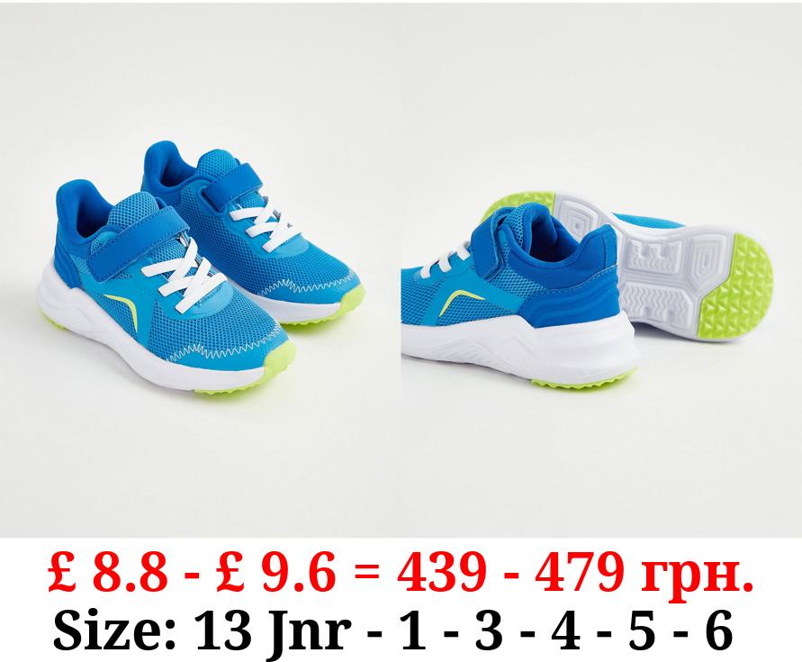 Blue Strap Sporty Panelled Mesh Trainers