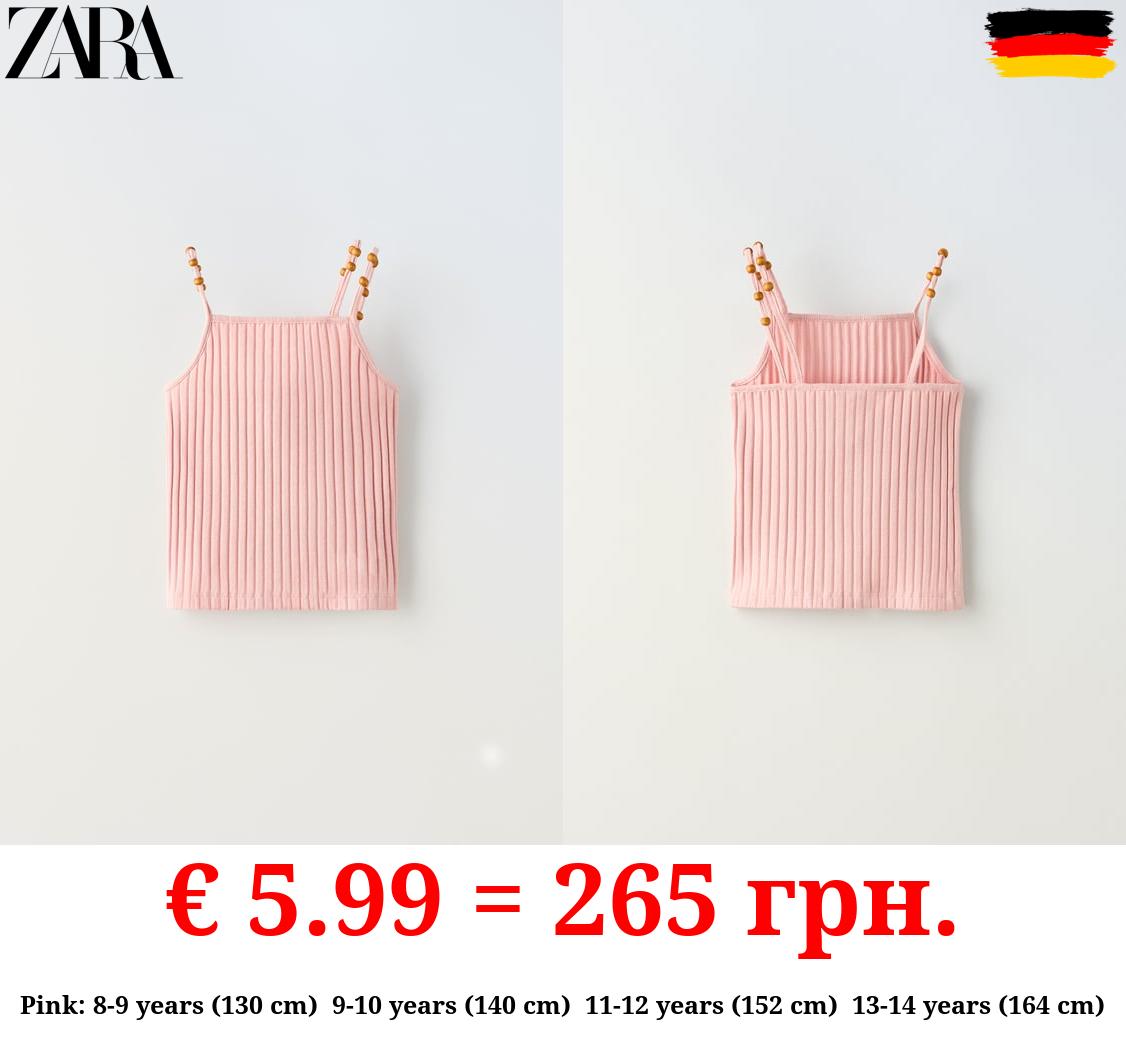 RIBBED TOP WITH BEADED STRAPS