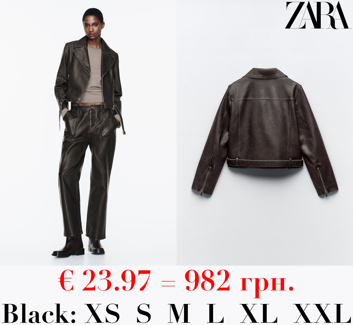 FAUX LEATHER BIKER JACKET