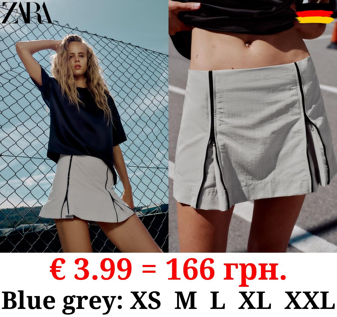 NYLON MINI SKIRT WITH ZIPS