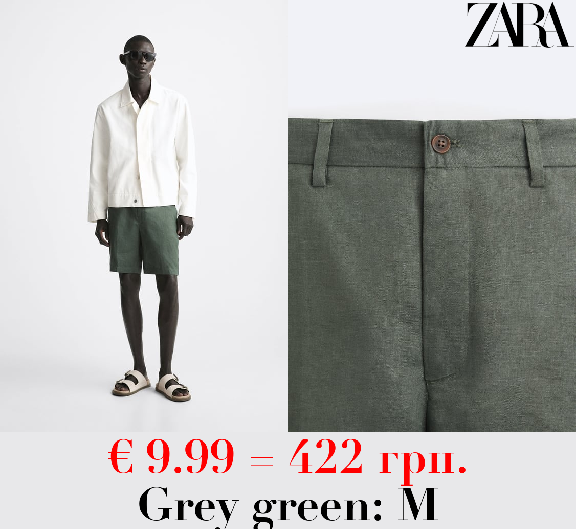 100% LINEN BERMUDA SHORTS
