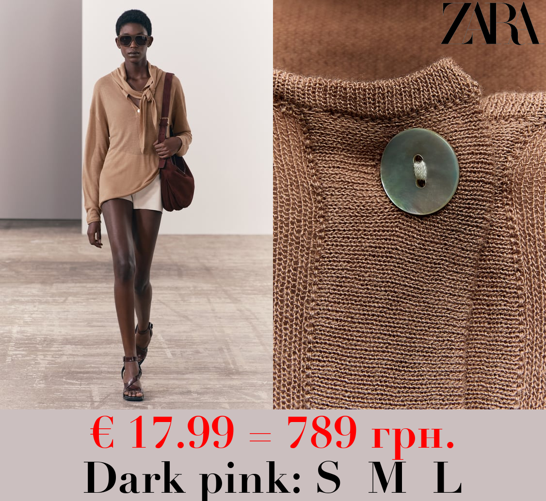 PLAIN FINE KNIT SWEATER WITH SCARF