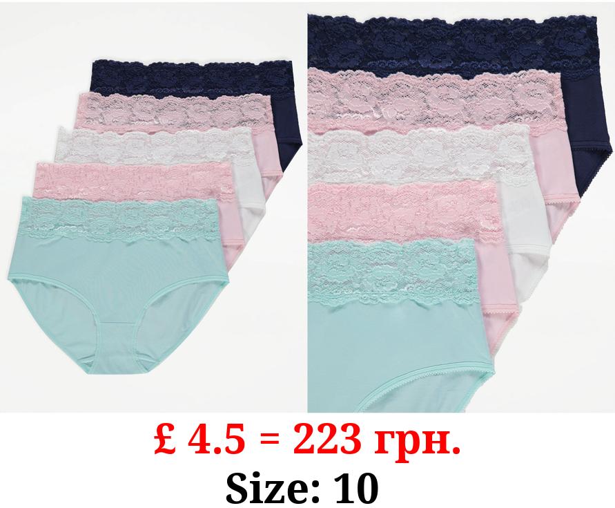 Lace Trim Full Briefs 5 Pack