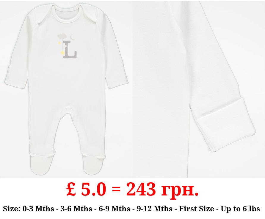 Unisex Initial L Slogan Print Sleepsuit