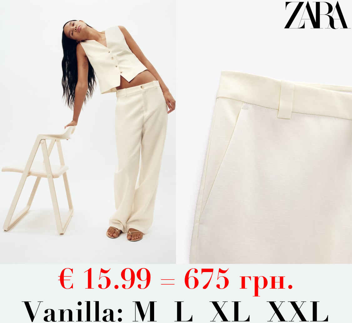 LINEN-BLEND FLARED TROUSERS