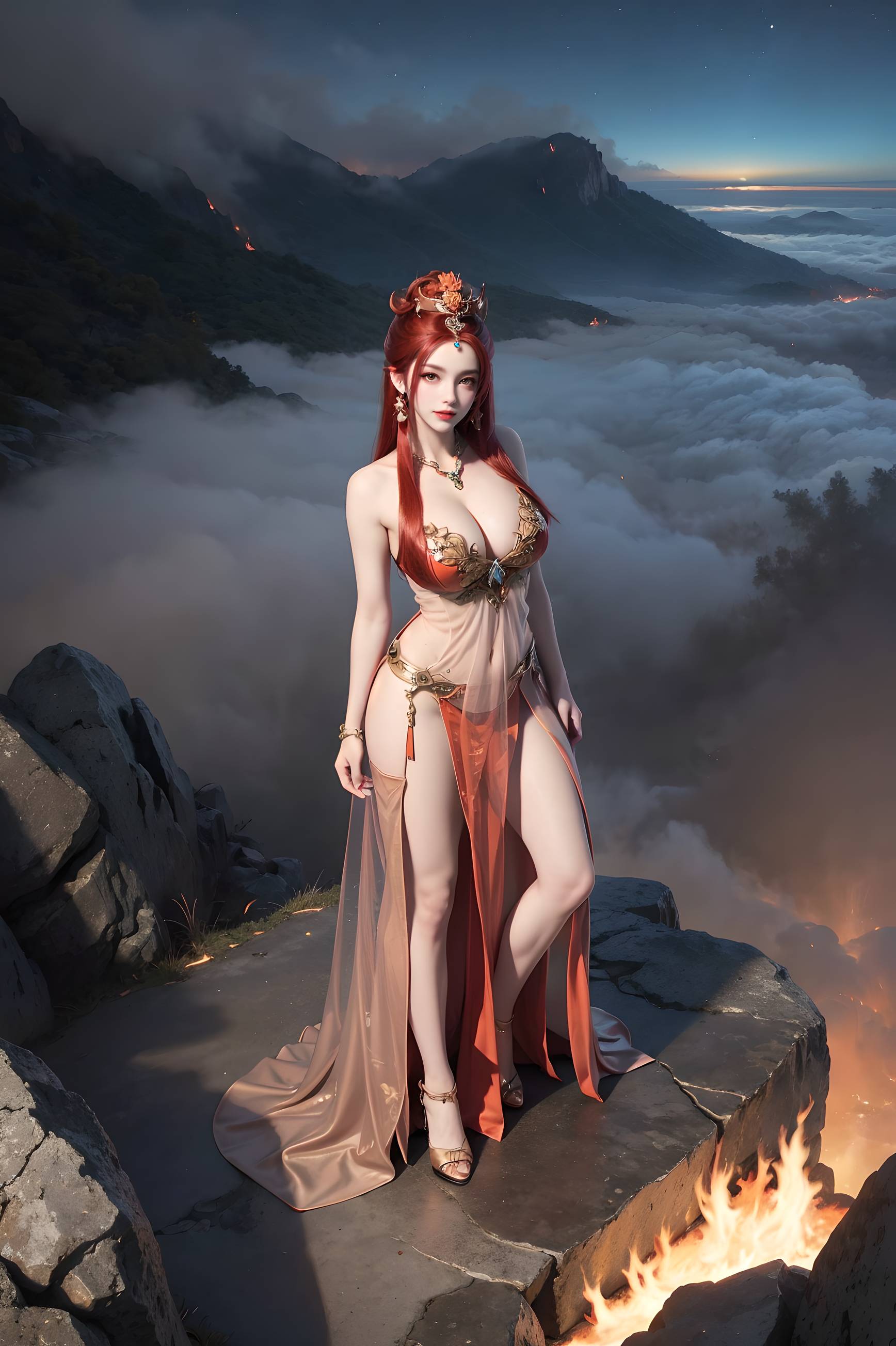图片[38]-完美世界-曼珠沙华 户外红色礼服-六色网
