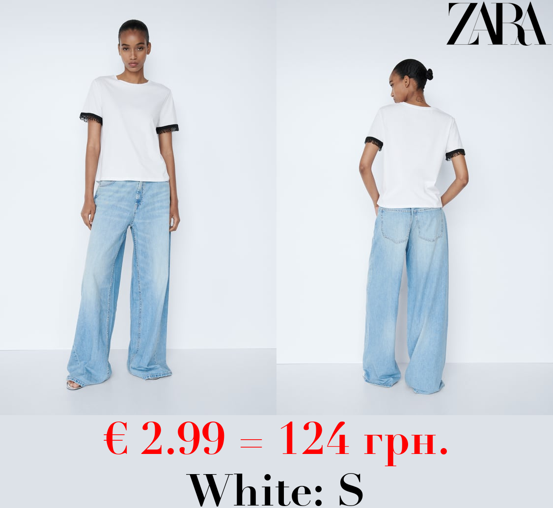 T-SHIRT WITH EMBELLISHED TRIM SLEEVES