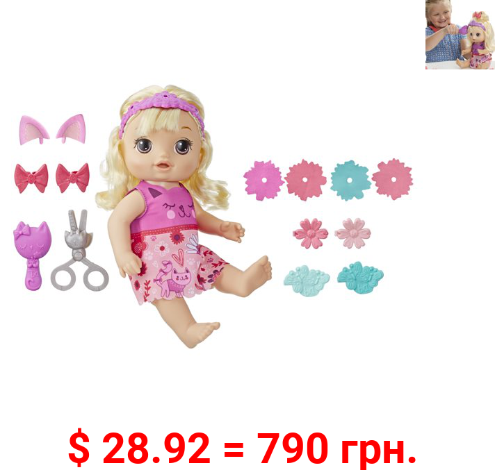 Baby Alive Snip 'n Style Baby Blonde Hair Talking Doll with Bangs that Grow