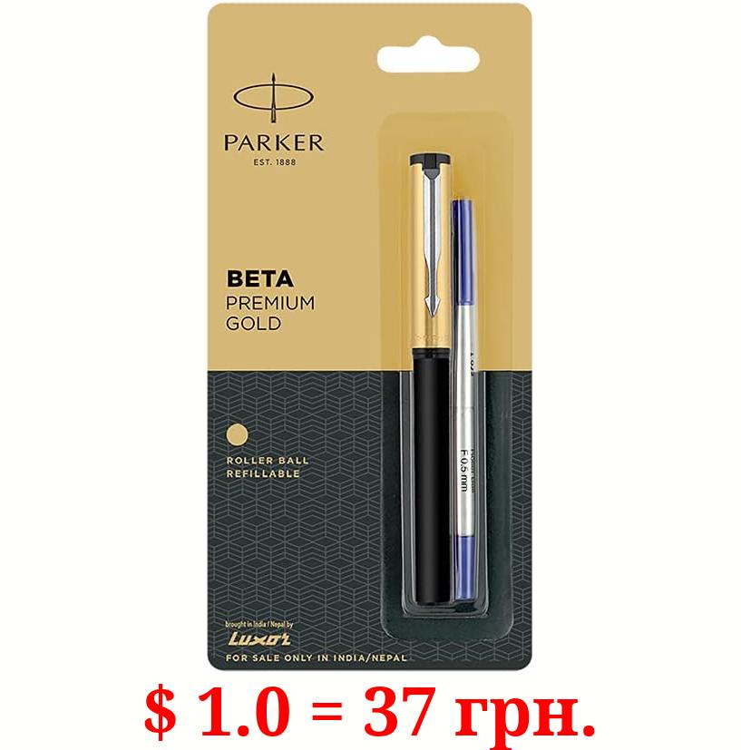 Parker Beta Premium Gold With Stainless Steel Trim Roller Ball Pen