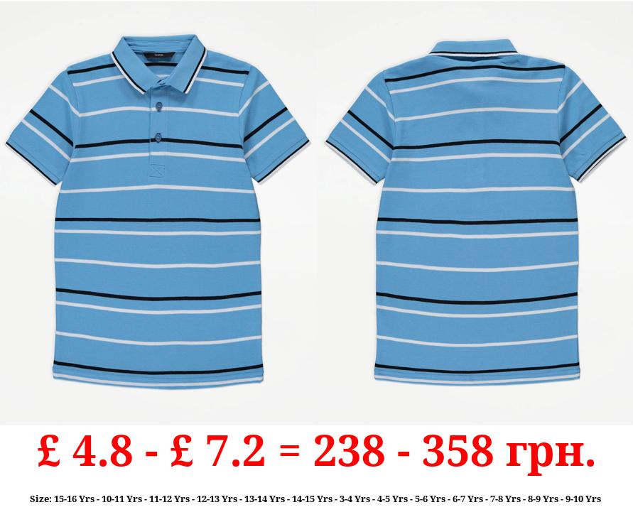 Blue Striped Polo Top