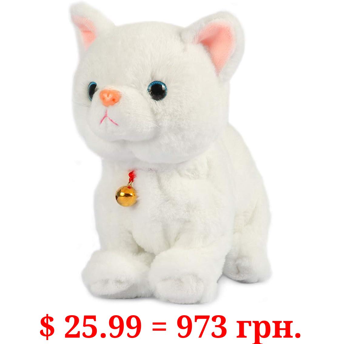 Smalody Interactive Plush Toys, Novelty Sound Control Electronic Cat Electronic Pets Robot Cat Gift for Children (White)