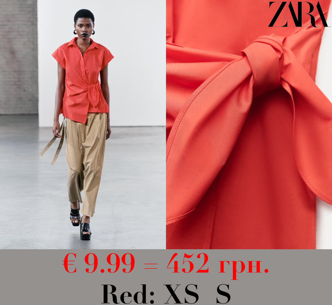 ZW COLLECTION POPLIN SHIRT WITH KNOT DETAIL