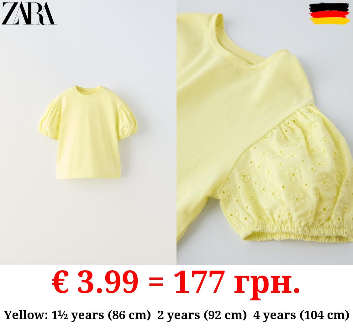 EMBROIDERED PUFF SLEEVE T-SHIRT