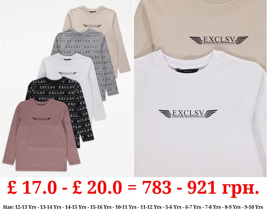 Exclsv Worldwide Division Long Sleeve Tops 5 Pack