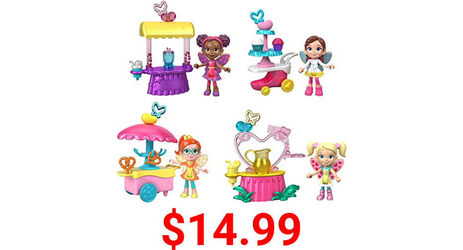 Fisher-Price Nickelodeon Butterbean’s Café Fairy Friends Figure Pack Gift Set with 4 Figures, 4 Carts and Food Accessories