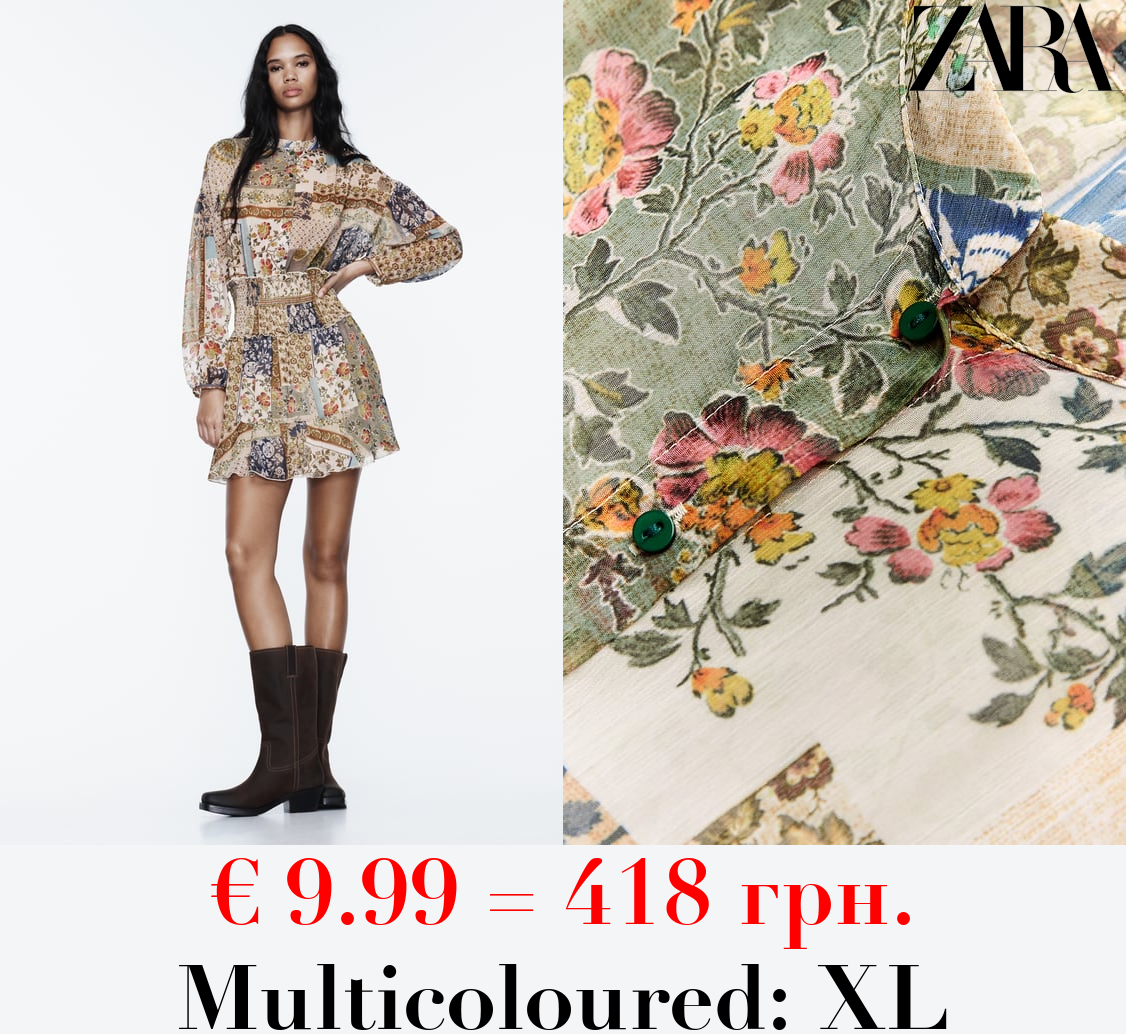 SHORT PATCHWORK PRINT DRESS