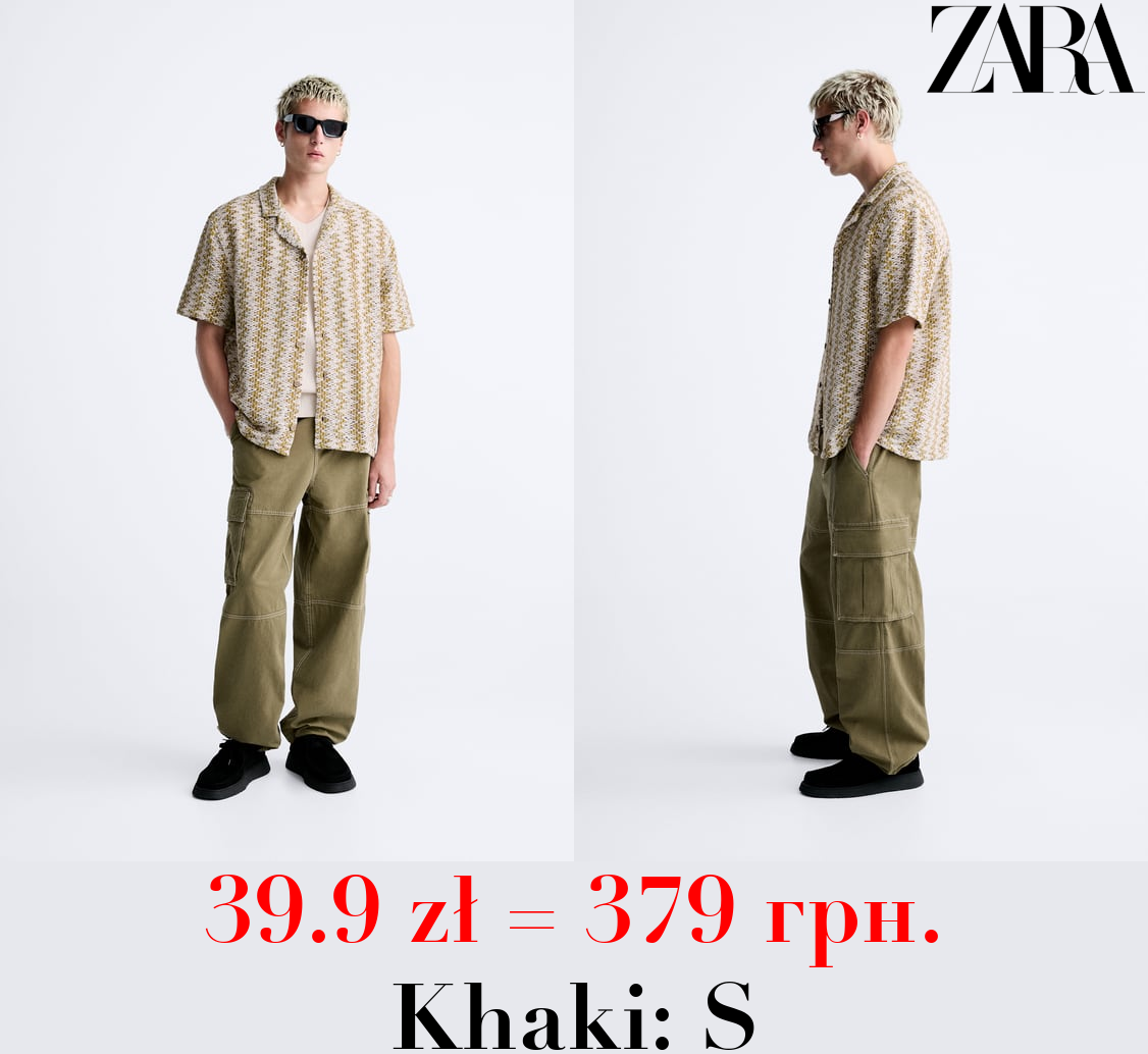 CARGO TROUSERS WITH CONTRAST TOPSTITCHING