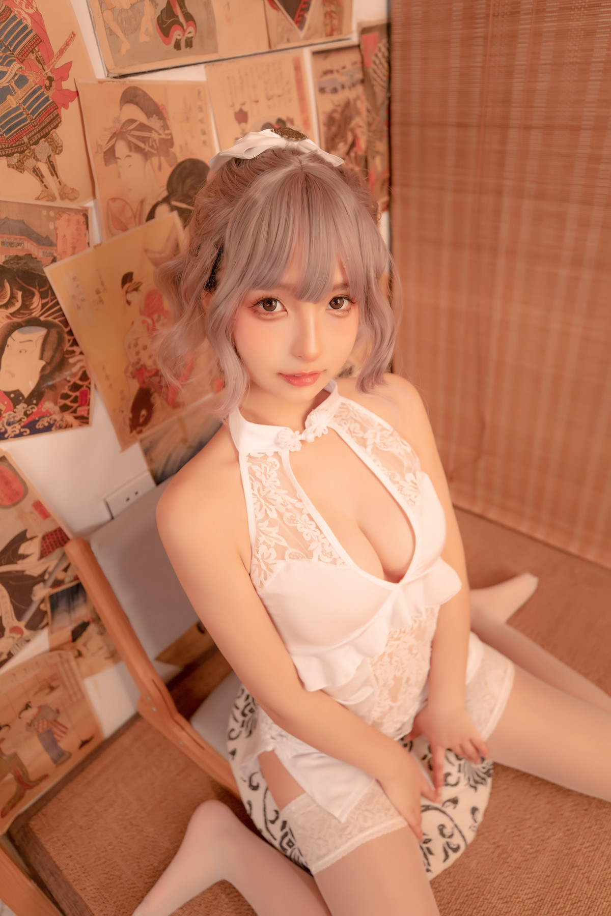 Cosplay 神楽板真冬 白旗袍 2