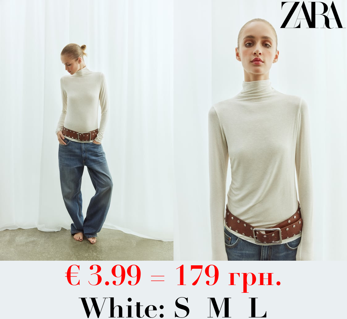 HIGH NECK SEMI-SHEER TOP