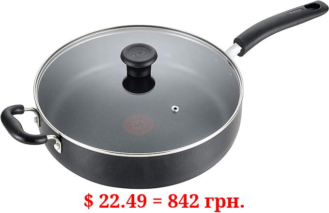 T-fal Specialty Nonstick Saute Pan with Glass Lid 5 Quart Oven Broiler Safe 350F Cookware, Pots and Pans, Dishwasher Safe Black