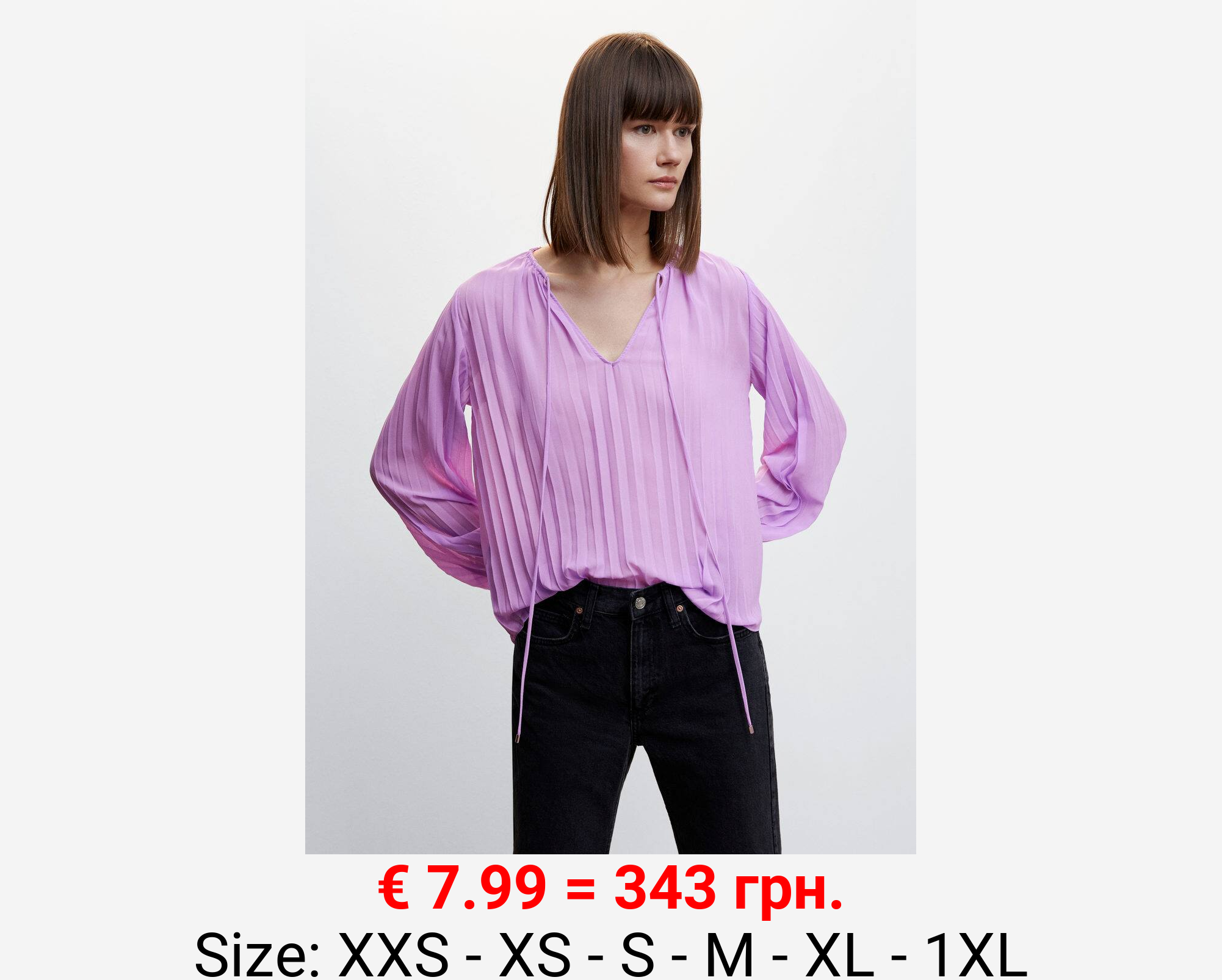 Blusa plisada manga abullonada