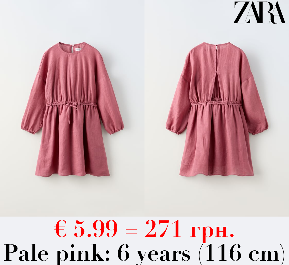 CUT-OUT BELTED LINEN DRESS