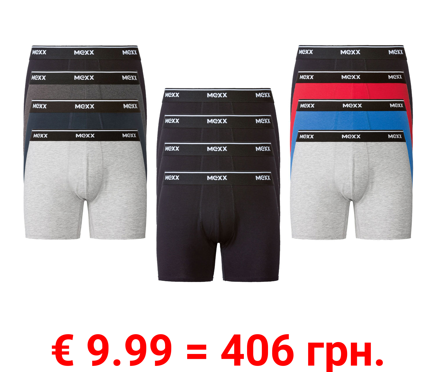 MEXX Herren Boxer, 4 Stück, elastische Bündchen mit Markenschriftzug