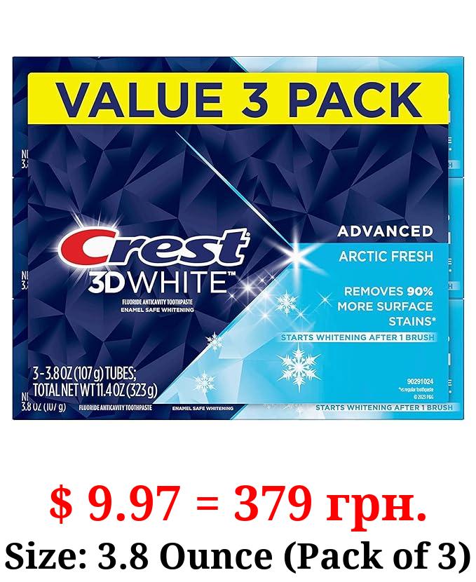 Crest 3D White Arctic Fresh Teeth Whitening Toothpaste, 3.8 oz, Pack of 3