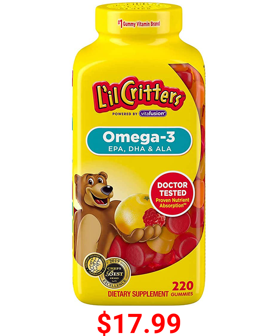 LIL CRITTERS Omega 3, EPA, DHA& ALA, 220 Gummies