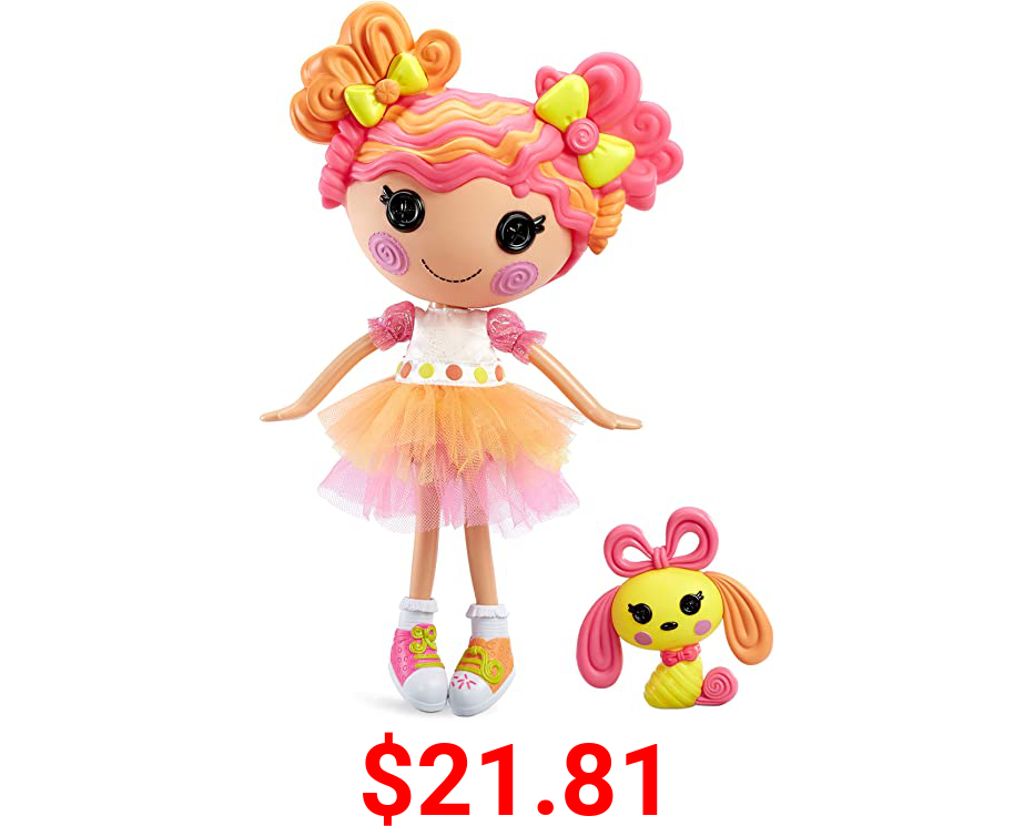 Lalaloopsy Doll- Sweetie Candy Ribbon & Pet Puppy, 13" Taffy Candy-Inspired Doll with Pink/Yellow Outfit & Accessories, Reusable House Playset- Gifts for Kids, Toys for Girls Ages 3 4 5+ to 103