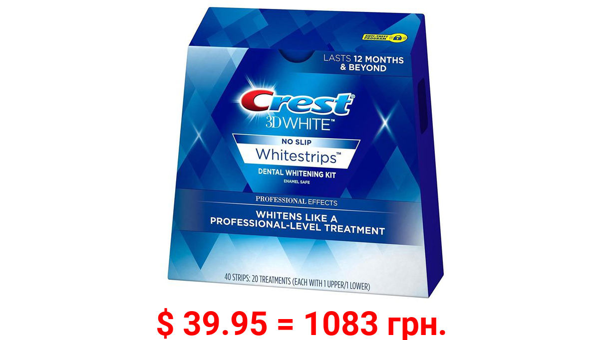 Crest 3D No Slip Whitestrips Professional Effects Dental Whitening Kit 20ct