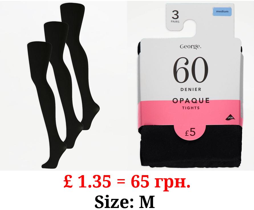 Black 60 Denier Opaque Tights 3 Pack