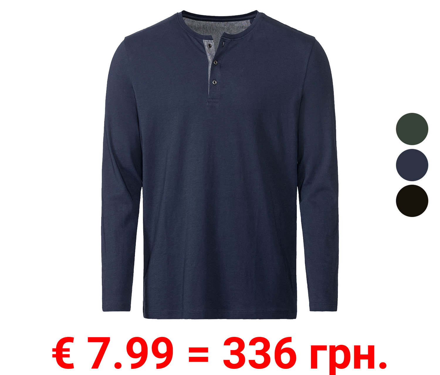 LIVERGY® Herren Langarmshirt mit Knopfleiste