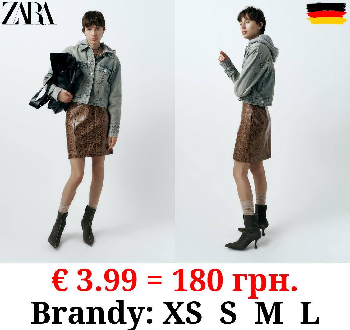 SNAKESKIN PRINT LEATHER EFFECT SKIRT