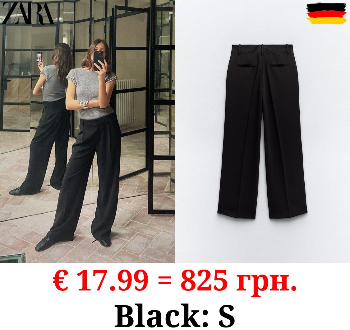 DARTED WIDE-LEG TROUSERS